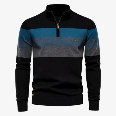 Rolf |  Stribet sweater med kvart lynlås l Vanero