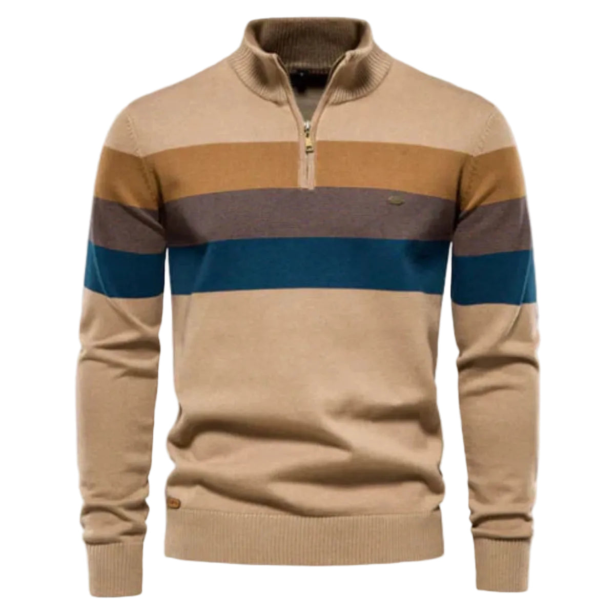 Herretrøje Polyesterblanding Strik | Regular Fit Sweater | Kvart Lynlås Krave til Hverdags- & Arbejdsbrug | Vanero