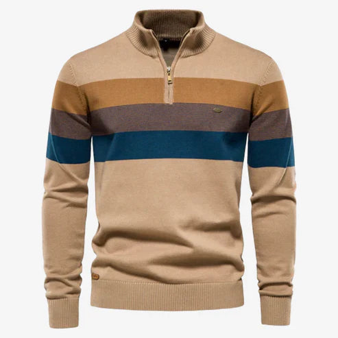 Rolf |  Stribet sweater med kvart lynlås l Vanero