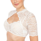 Dame Dirndl Bluse Med Blonder | Cropped Bluse | Til Oktoberfest & Traditionelle Festivaler | Vanero