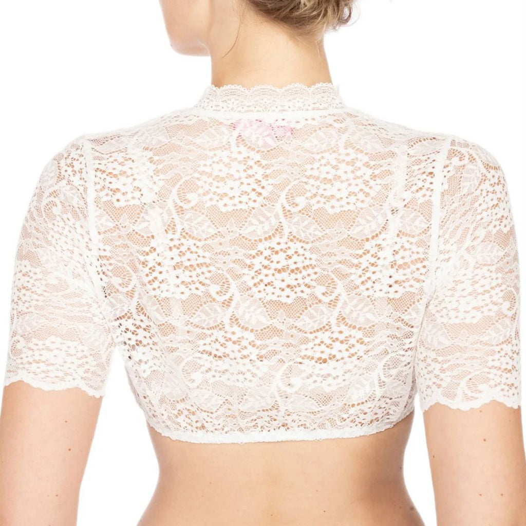 Dame Dirndl Bluse Med Blonder | Cropped Bluse | Til Oktoberfest & Traditionelle Festivaler | Vanero