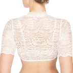 Dame Dirndl Bluse Med Blonder | Cropped Bluse | Til Oktoberfest & Traditionelle Festivaler | Vanero