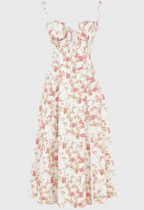 Kjole i Polyester- og Bomuldsblanding | Slim Fit Bustier Kjole | Blomsterprint til Hverdagsbrug og Arrangementer | Vanero