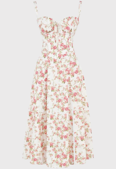Carmen | Blomstret bustier-kjole med taljeform l Vanero
