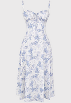 Kjole i Polyester- og Bomuldsblanding | Slim Fit Bustier Kjole | Blomsterprint til Hverdagsbrug og Arrangementer | Vanero