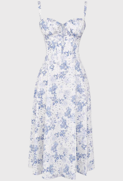 Carmen | Blomstret bustier-kjole med taljeform l Vanero
