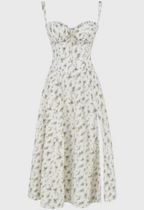 Kjole i Polyester- og Bomuldsblanding | Slim Fit Bustier Kjole | Blomsterprint til Hverdagsbrug og Arrangementer | Vanero