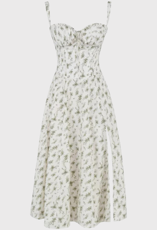 Kjole i Polyester- og Bomuldsblanding | Slim Fit Bustier Kjole | Blomsterprint til Hverdagsbrug og Arrangementer | Vanero