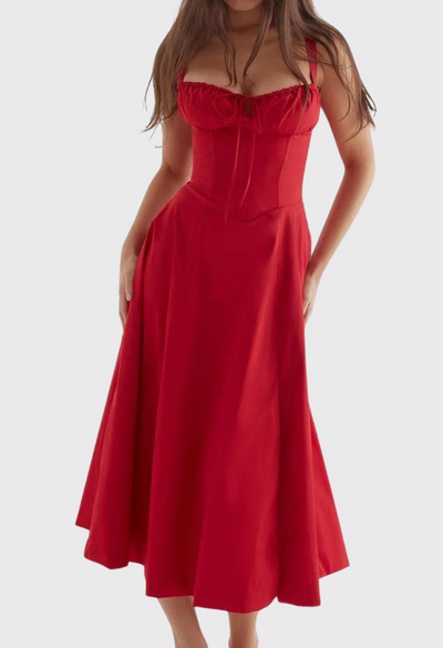 Carmen | Blomstret bustier-kjole med taljeform l Vanero