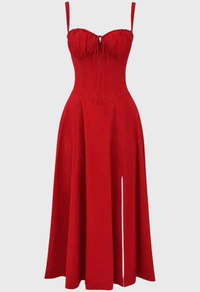Carmen | Blomstret bustier-kjole med taljeform l Vanero