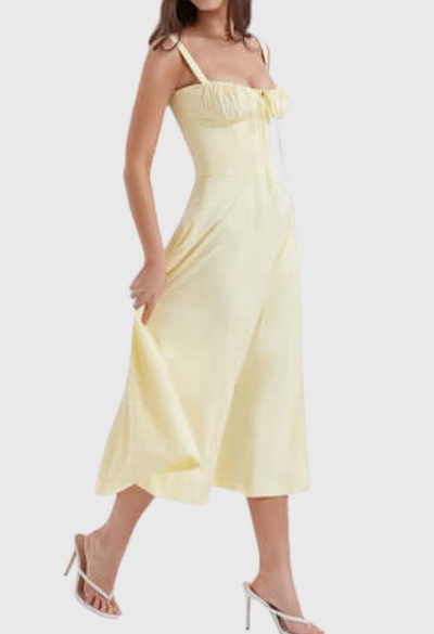 Carmen | Blomstret bustier-kjole med taljeform l Vanero