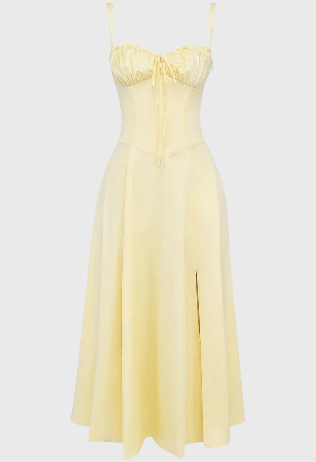 Carmen | Blomstret bustier-kjole med taljeform l Vanero