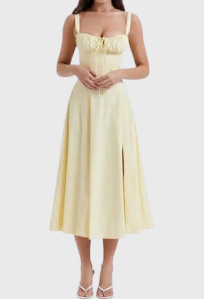 Carmen | Blomstret bustier-kjole med taljeform l Vanero