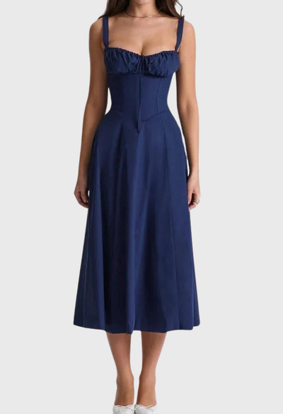Carmen | Blomstret bustier-kjole med taljeform l Vanero
