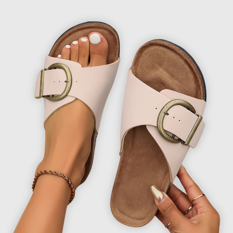 Damesandaler Læder | Justerbar Pasform Sommersandaler | Læderindersål med Gummisål til Hverdagsbrug & Sommer | Vanero