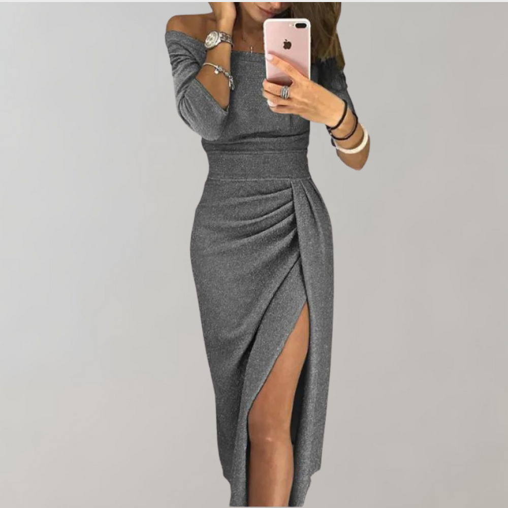 Malene | Off-Shoulder Glimmerkjole l Vanero