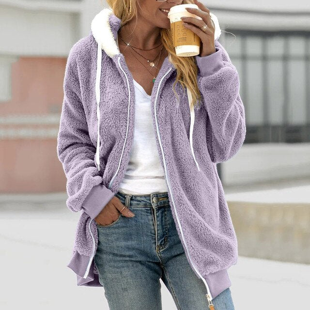Kylie | Fleece jakke med hætte l Vanero