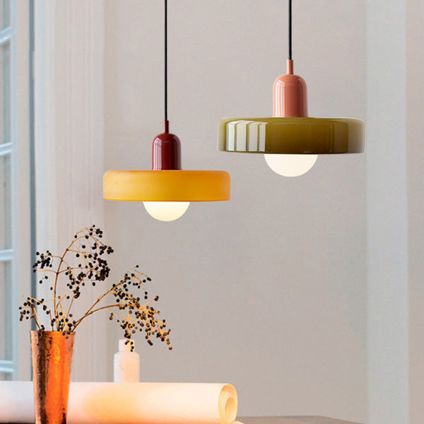 Bauhaus l Pendellampe af Farvet Glas l Vanero