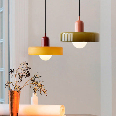 Bauhaus l Pendellampe af Farvet Glas l Vanero