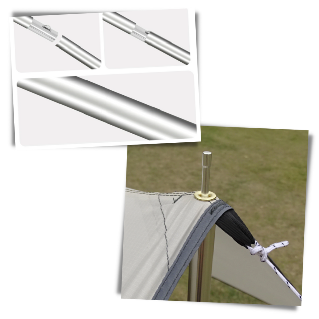 Camping Presenningssæt | Vandtæt Polyester Med UV-Beskyttelse | Bærbart Udelivstelt Med Aluminiumsstænger | Vanero