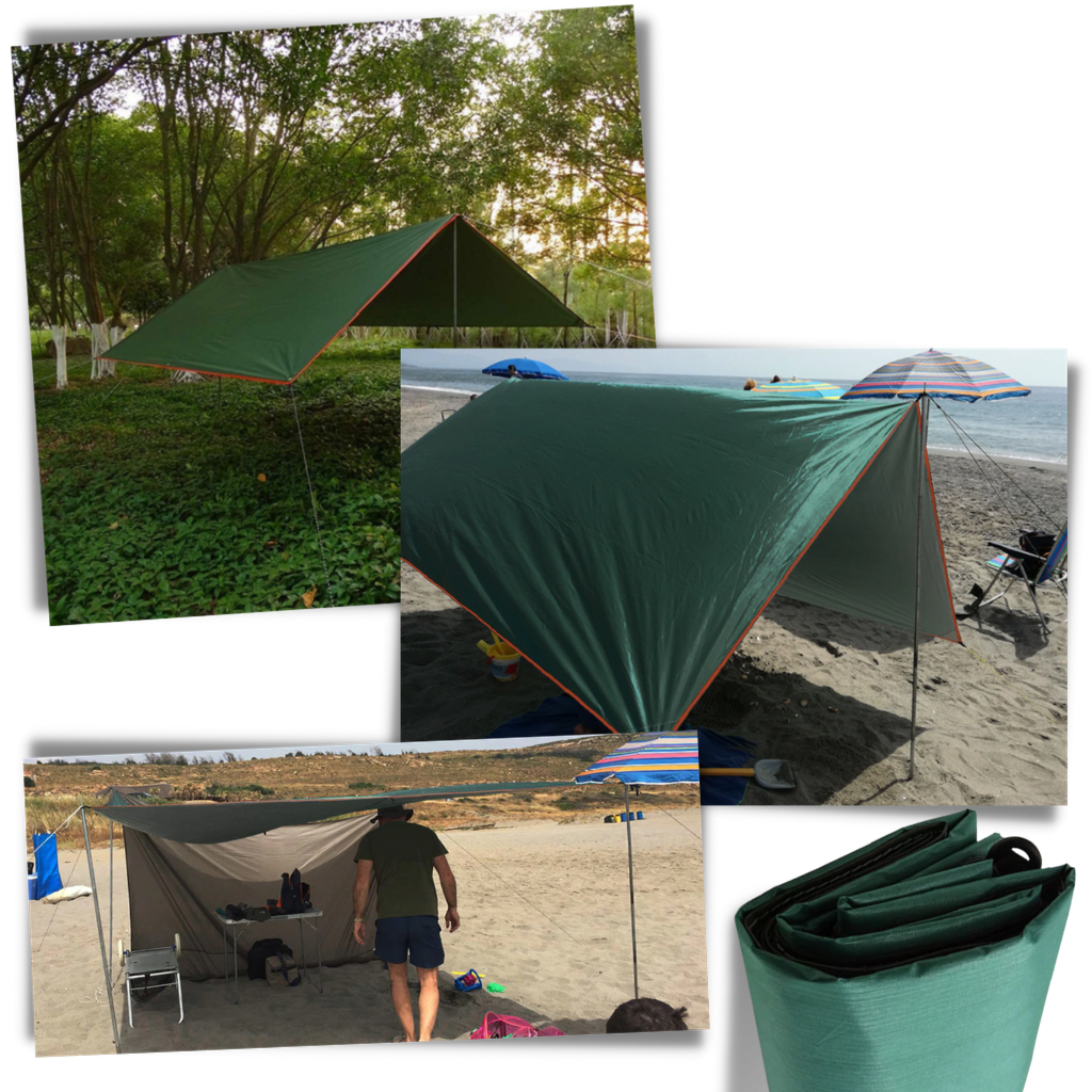 Camping Presenningssæt | Vandtæt Polyester Med UV-Beskyttelse | Bærbart Udelivstelt Med Aluminiumsstænger | Vanero