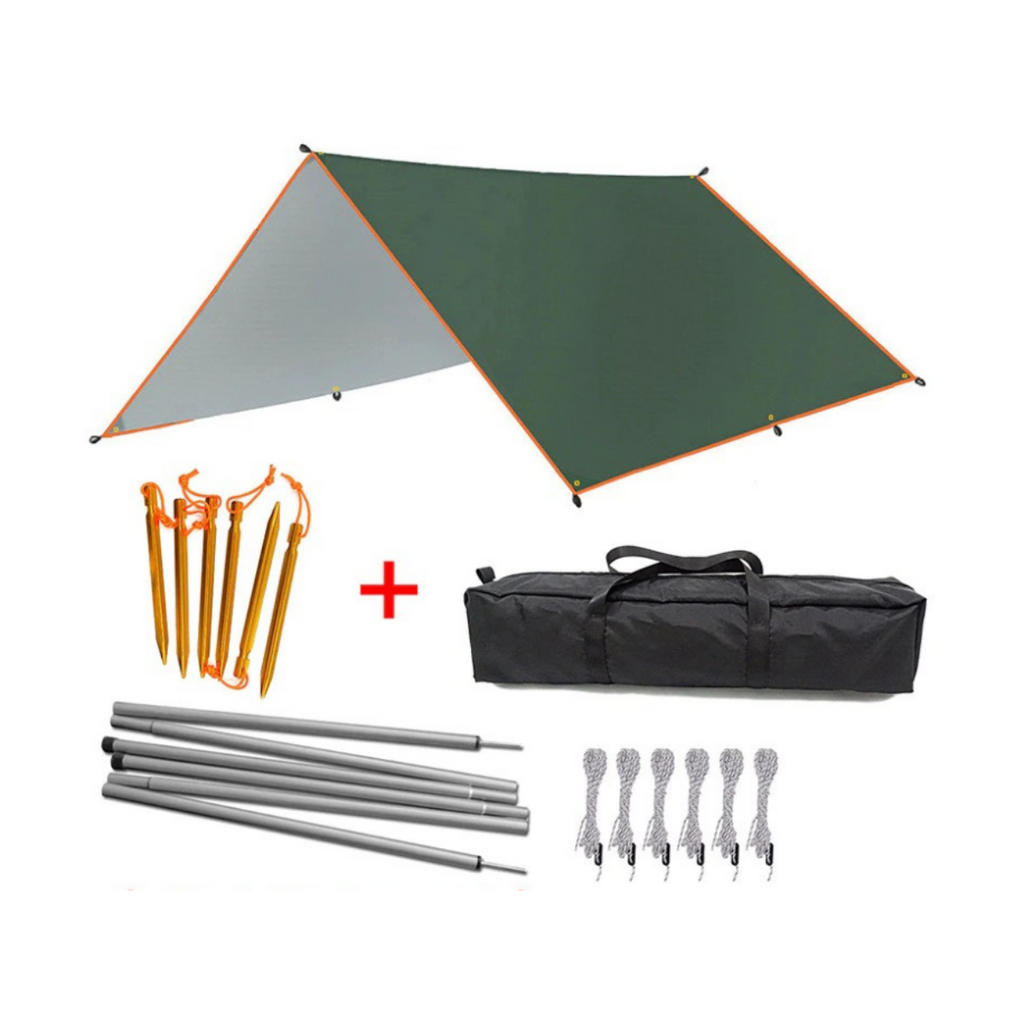 Camping Presenningssæt | Vandtæt Polyester Med UV-Beskyttelse | Bærbart Udelivstelt Med Aluminiumsstænger | Vanero