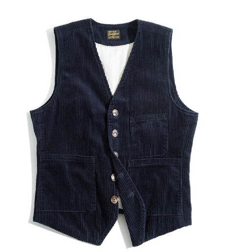 Lumin Manchestervest Bomulds-Polyesterblanding | Regular Fit Ærmeløs Vest | Reverskrave Design til Hverdagsbrug og Arrangementer | Vanero