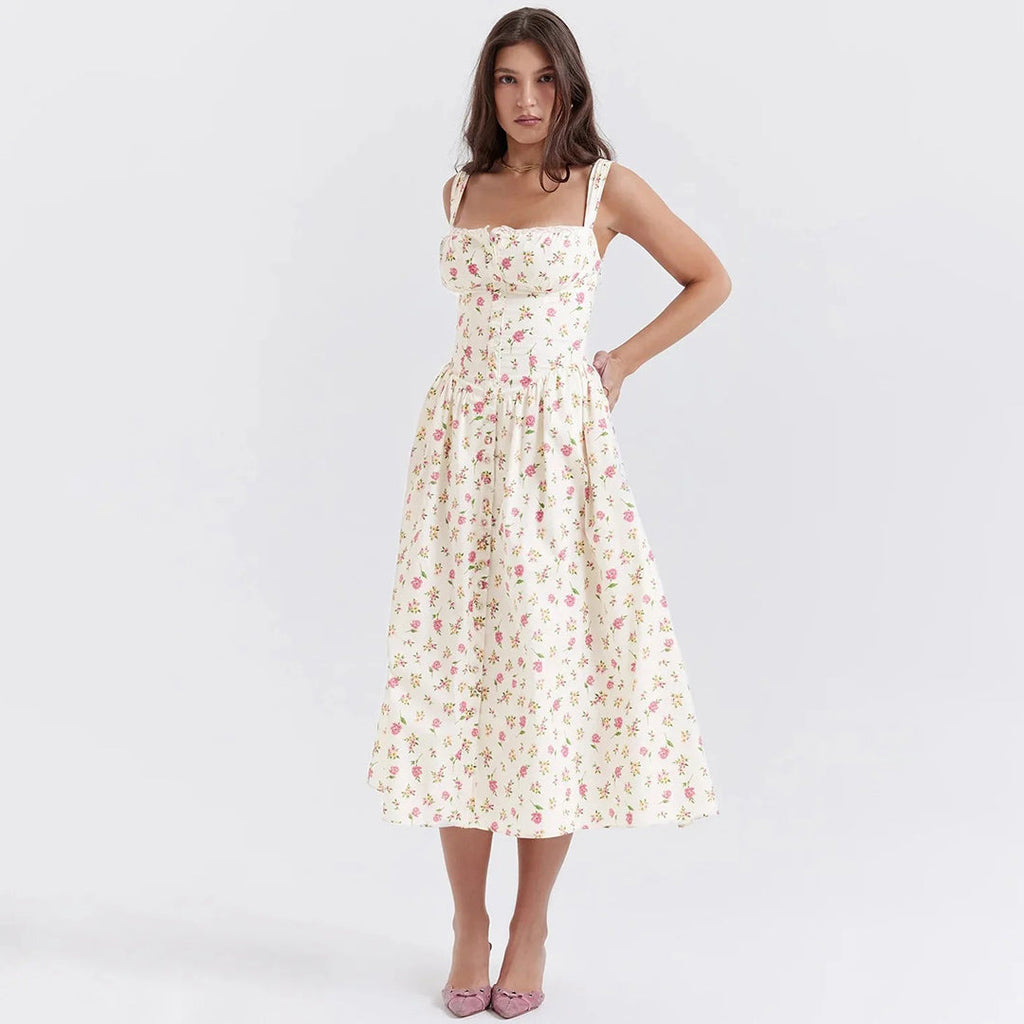 Damekjole 100% Bomuld | Relaxed Fit Blomstret Kjole | Let Design til Sommer- & Hverdagsbrug | Vanero