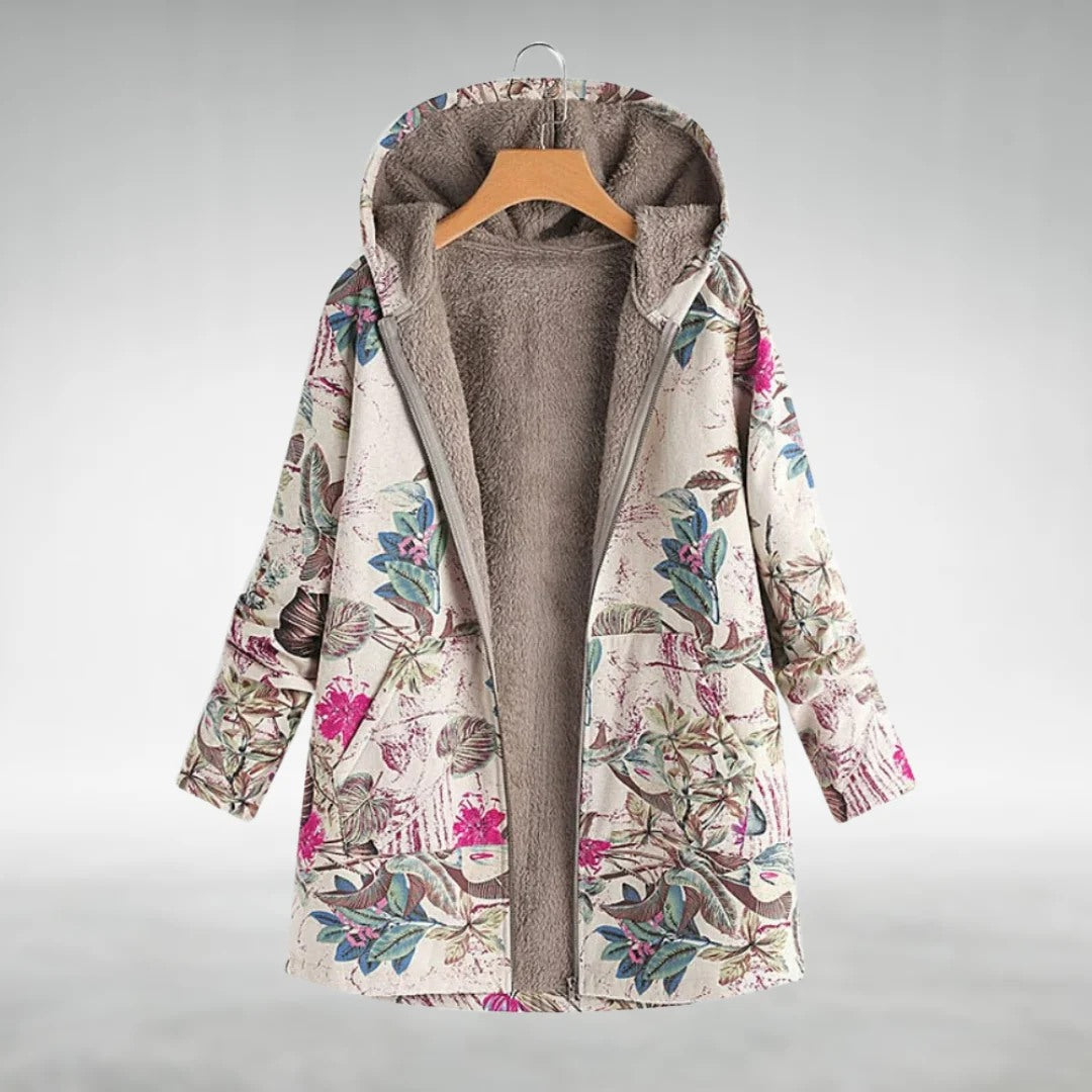 Bettina | Stilfuld Blomstret Fleecejakke l Vanero