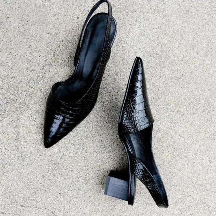 Pernille | Spidstået Slingback Pumps l Vanero