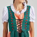 Dame Dirndl Sæt Blandet Tekstilmateriale | Almindelig Pasform Folkedragt | Broderet Forklæde Med Snøreliv Til Oktoberfest | Vanero