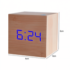 Digitalt Bordur Med Trækonstruktion | LED Display Med Alarm Og Temperaturvisning | Bordur Til Indendørs Brug Med USB Eller Batteri | Vanero
