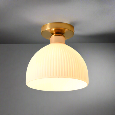Moderne l loftslampe i mælkehvidt glas l Vanero