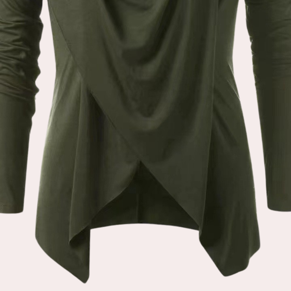 Craig Bomuldsblanding | Regular Fit Langærmet T-Shirt | Asymmetrisk Design til Hverdagsbrug & Streetwear | Vanero