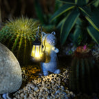 Solcelledrevet Kattefigur Resin Design | Dekorativ LED Lanterne Med Varmt Lys | Terrasse Altan Have & Udendørs Display | Vanero