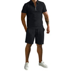 Herresæt Bomuldsblanding | Regular Fit Polo & Shorts Sæt | Sommerdesign til Hverdagsbrug & Fritidsaktiviteter | Vanero