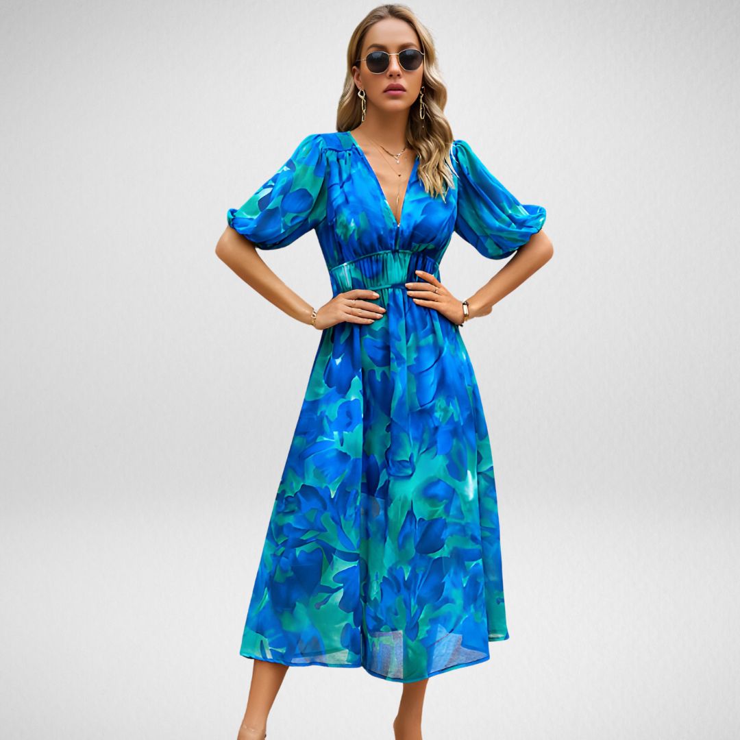 Irmelin | Stilfuld Geometrisk Print Kjole l Vanero