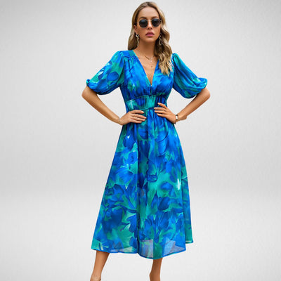 Irmelin | Stilfuld Geometrisk Print Kjole l Vanero