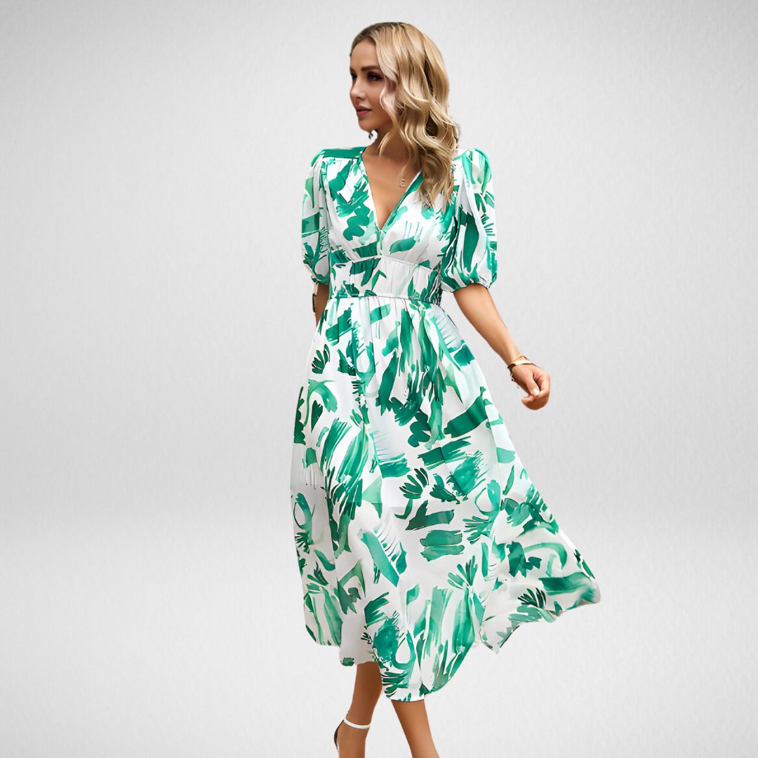 Irmelin | Stilfuld Geometrisk Print Kjole l Vanero
