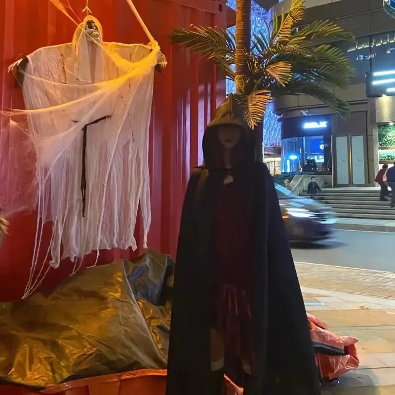 DarkCloak | Sort Unisex Kappe Med Hætte Til Halloween & Cosplay | Vanero
