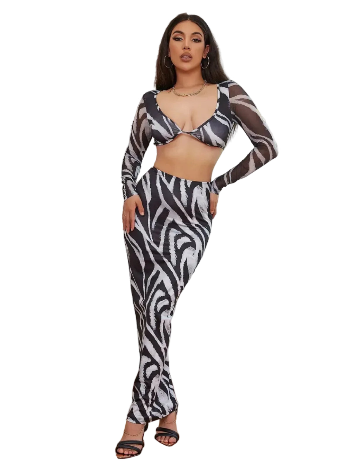 Damesæt Tekstilblanding | Regular Fit Top & Nederdel Sæt | Printdesign til Hverdagsbrug & Fritidsaktiviteter | Vanero