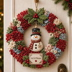 DIY Julekrans Hobbysæt | Stof Med 3D-Julemotiver | Dørdekoration Med Julemand, Juletræ, Rensdyr & Snemand | Vanero