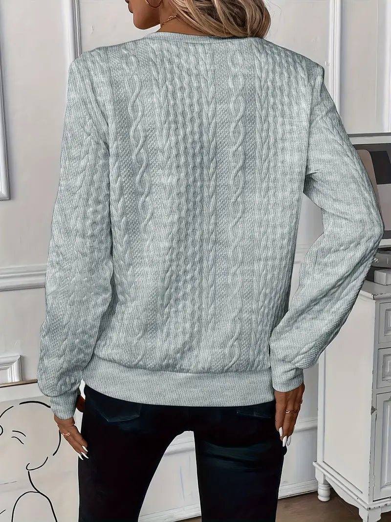 Abrie Sweater | Kabelstrikket sweater med halv lynlås til kvinder l Vanero
