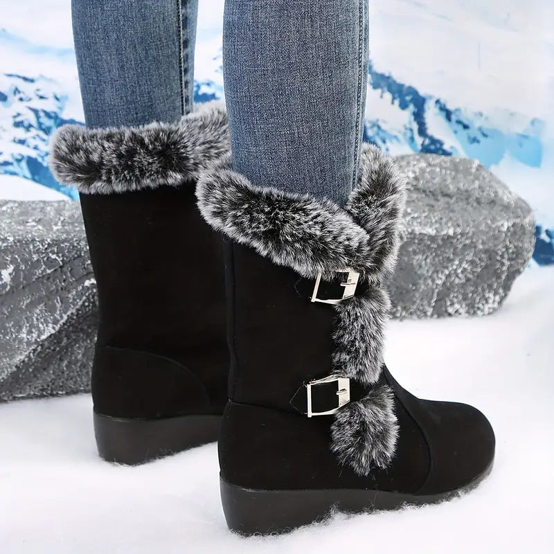 SnowBoots l Plysforede termiske pelsstøvler med trendy spænde til kvinder l Vanero