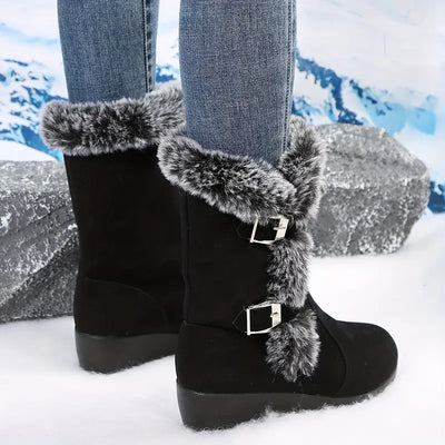 SnowBoots l Plysforede termiske pelsstøvler med trendy spænde til kvinder l Vanero