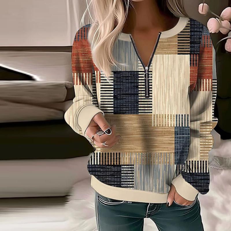 Damesweatshirt | Geometrisk Printdesign  Løs Pasform | Hverdagsbrug & Fritid | Vanero