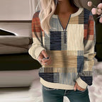 Damesweatshirt | Geometrisk Printdesign  Løs Pasform | Hverdagsbrug & Fritid | Vanero