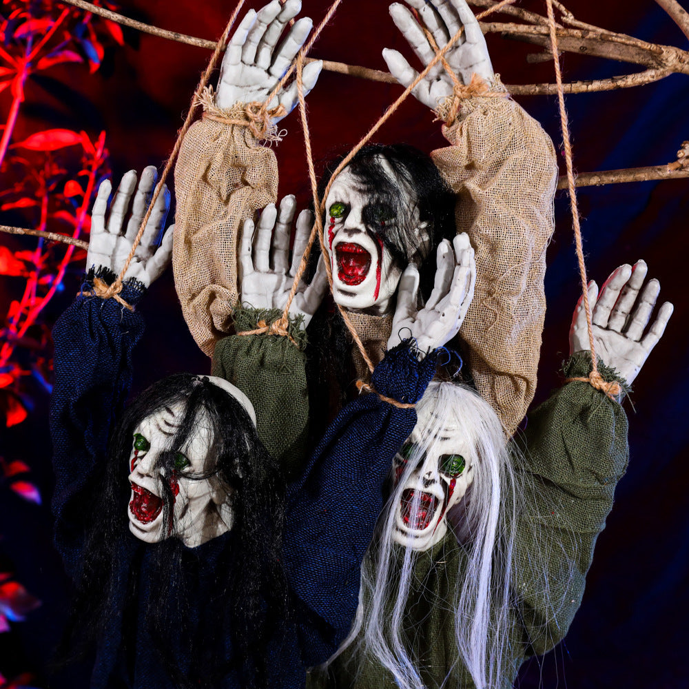 Halloween Hængende Spøgelsesdekoration | Spøgelsesophæng Med Langt Hår | Til Indendørs & Udendørs Brug | Vanero