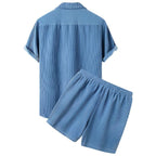 Herre Velour Sommersæt | Løstsiddende T-Shirt Og Shorts I Let Velour | Hverdagsbrug På Varme Dage | Vanero