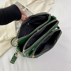 Crossbody Skuldertaske i Læder | Justerbar Rem & Lynlåslukning | Kompakt Opbevaring Til Rejser & Hverdagsbrug | Vanero